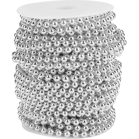 Guirlande perles nacrées électroplaquées 25m/rouleau, fil 6mm argenté pour décoration mariage DIY. (1/5)
