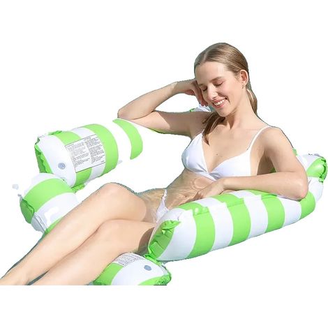 Hamaca acuática, diseño inflable, construcción de PVC duradero, verde (1/2)