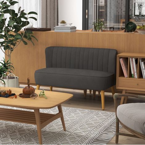 CHICFURN Sofá de 2 plazas 117 x 56,5 x 77 cm de poliéster gris oscuro, compacto (1/5)