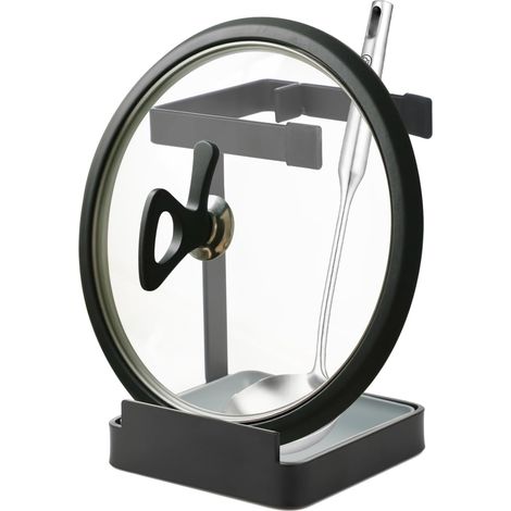Support multifonctionnel pour couvercles - Pour couvercles, cuillères, planches à découper, livres de cuisine, avec bac récupérateur de graisse amovible, durable et stable (noir)-AquaForge (1/5)