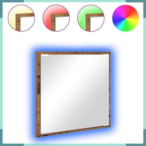875411 Miroir de salle de bain LED Bois Ancien 40 x 37 x 8.5 cm (1/5)
