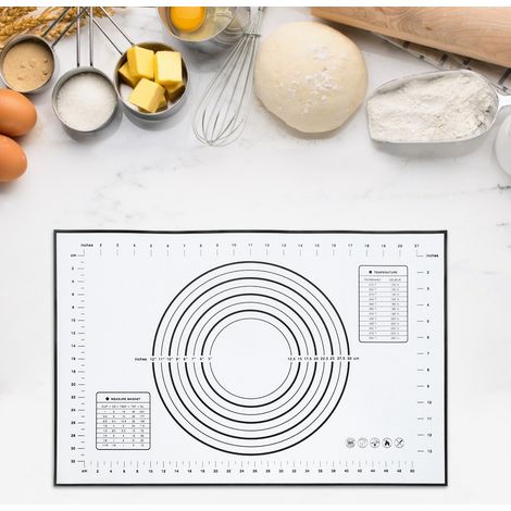Tapis de pétrissage en silicone noir 60 x 40 cm avec graduations - Ustensiles de cuisine et de pâtisserie (1/5)