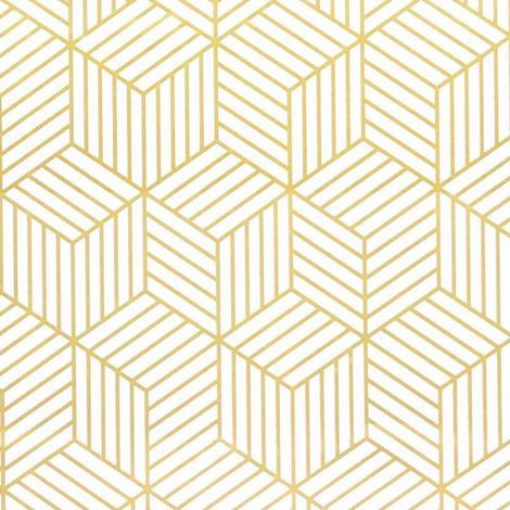 Selbstklebende Tapete mit geometrischen goldenen Sechseckstreifen – Selbstklebende Tapete – Für Möbel – Gold und Weiß – 45 x 500 cm – Weihnachtsgeschenkpapier (1/5)