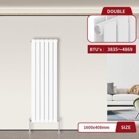 Warmehaus Flat Panel Radiator White Vertical 1600 x 408mm Double (1/5)