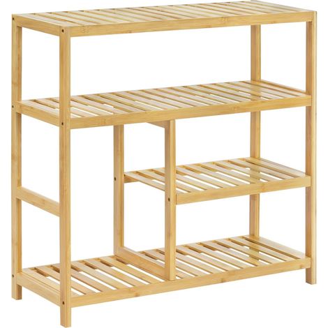 WOLTU Scarpiera Scaffale Libreria Casa 4 Ripiani Legno Bambu 68x26x68.5cm Ingresso Casa