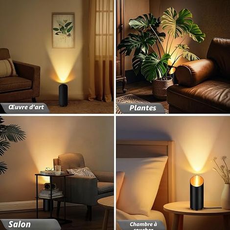 LED Uplight Waterproof 6W 600LM Aluminium Floor Lamp Indoor Floor Lamp with Foot Switch, GU10 2700K Warm White Bulb Included Set of 2 Black (1/4)