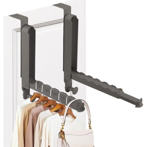 Lot de 2 patères pliables, extensibles et pliables, à fixer sur une porte, sans perçage, pour suspendre vêtements, foulards, sacs et couronnes de Noël. (1/5)