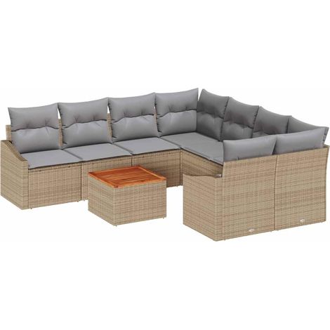 Maison Exclusive - Gartensofa-set 9 pcs Beige und Hellgrau Poly-R