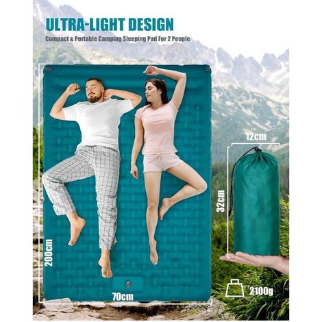 Matelas Pneumatique De Camping Auto-Gonflant: Grand Matelas Gonflable Extérieur Ultra-Léger Épais, Auto-Gonflable Matelas D'Isolation Thermique Pliable pour Tente Trekking Plage (1/5)