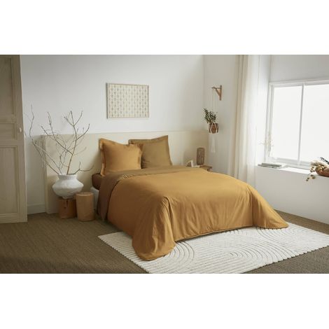 Parure de couette 3 Pièces réversible "Duo Premium" 240 x 220 cm Miel/Caramel -  - (1/2)