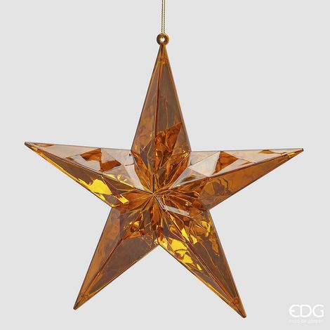EDG Enzo De Gasperi Decoro Diamante Stella di Natale da Appendere D 19,5 Cm L 5 Cm Pp Gold