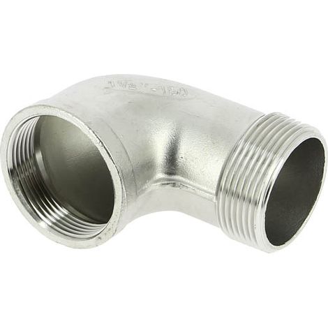 Raccord inox coudé 90° à visser - M 1'1/2 - F 1'1/2