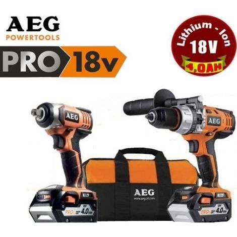 Kit Trapano avvitatore a batteria c/percussione + Avvitatore a batteria ad impulsi 18V Litio AEG - JP18JLI-402B