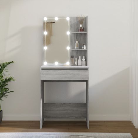 Coiffeuse avec LED, Table de maquillage, Meuble coiffeuse Sonoma gris 60x40x140 cm RDS6413 (1/5)