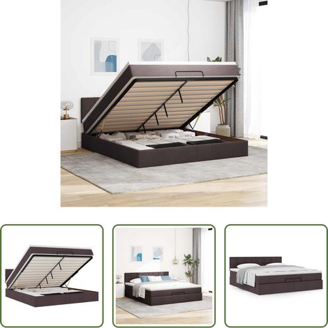 Matratze - Ottoman-Bett mit Matratze Dunkelbraun 160x200 cm Stoff (1/5)