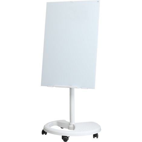 Tableau Blanc Magnétique en Verre Trempé 90 x 60 cm avec Hauteur et Inclinaison Réglables sur Roulettes à Frein (1/5)