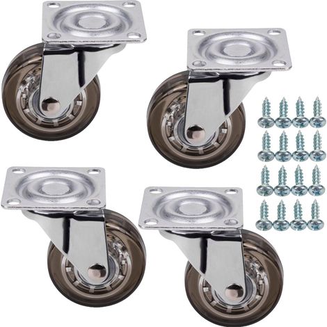 SOTECH 4 Stück Möbelrollen ULM Ø 50 mm braun ohne Bremse (Feststeller) inkl. Schraubenset Belastbarkeit bis 160 kg (40 kg pro Lenkrolle) (1/4)