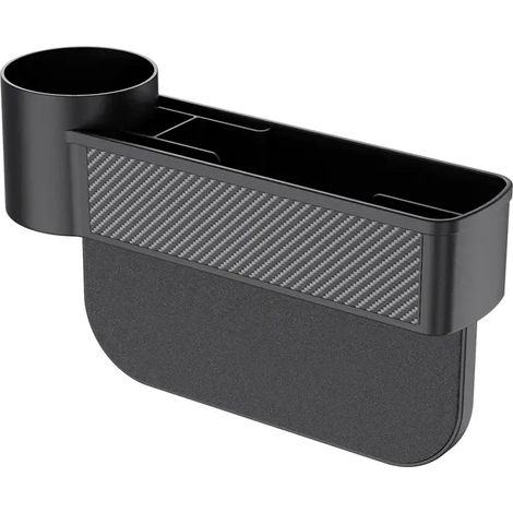 Boîte de rangement 2 en 1 pour sièges auto (noire) : organiseur de siège, compartiment pour portefeuille et téléphone, poche pour fente. (1/5)