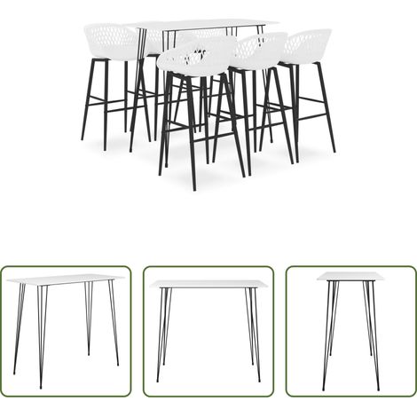Tabouret de bar - Ensemble de bar 7 pcs Blanc (1/5)