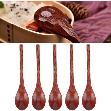 cucchiai di legno in stile giapponese con manici lunghi per zuppe e cucina, stoviglie per la casa (1/5)