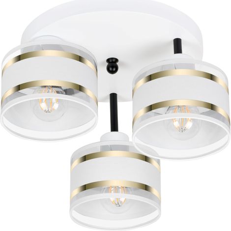Plafoniera bianca con paralumi, in metallo industriale, 3xE27, illuminazione LED moderna per soggiorno, cucina, camera da letto, cameretta dei bambini, loft (1/5)