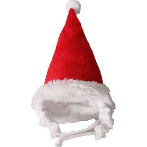 Weihnachtsmannmütze für Haustiere mit verstellbarem Riemen für Frettchen, Kaninchen und Kleintiere