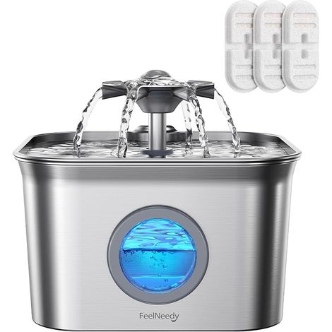 Stainless Steel Cat Water Fountain with 3 Filters Cat Water Fountain, Filtration System (1/5)