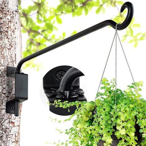 Support suspendu d'extérieur pour plantes, crochet mural rotatif et réglable de 31 cm pour paniers de fleurs et mangeoires à oiseaux, décoration de jardin et de terrasse (1/2)