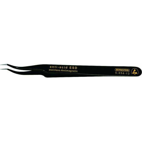 BERNSTEIN Tools for Electronics 5-054-13 Pince brucelle CMS 7abb SA-ESD pointe en forme de faucille, très pointue 120 m