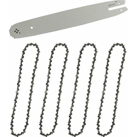 HONORNIC - Guide-chaîne & 4 Chaînes de tronçonneuses,Guide tronçonneuse 35cm,Chaînes de tronçonneuses à gouges carrées 3/8" 1,3 mm 50 maillons (1/5)