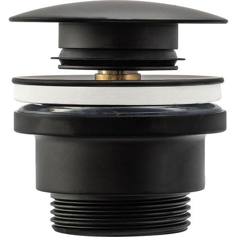 1 - Bonde De Lavabo - Laiton - Système Clic-clac Pop-up Avec Trop-plein Pour Salle De Bain Noir 45mm (1/4)