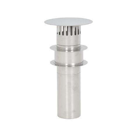 Set d'évacuation acier inoxydable 130 mm – Tuyau coulissant réglable 295 à 450 mm – Traversée de toit pour épaisseur 80 à 150 mm - THEFLU006 (1/2)