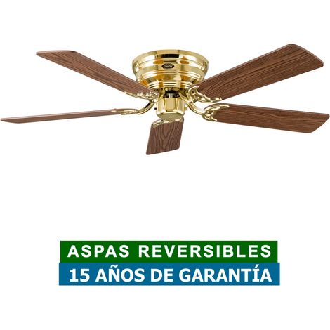 Ventilateur de plafond CasaFan 5132001 CLASSIC FLAT 132cm chêne ou hêtre antique / laiton poli
