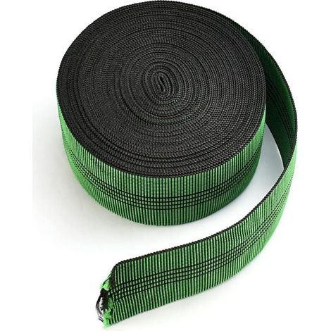 XEPHO Sangle Canapé en Caoutchouc 35m7cm Sangle Élastique Forme Plate Sangle Élastique de Tapisserie Extensible Anti-usure pour Chaise Sofa Bricolage Fauteuil à Dossier Assise - Vert et Noir