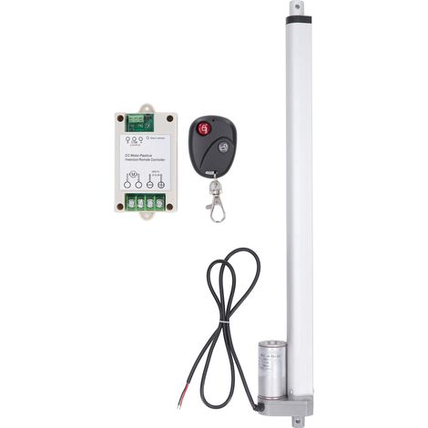 Actionneur linéaire électrique miniature 750N 450mm blanc 12V pour motorisation agricole, robotique, suivi extérieur et domotique, avec télécommande et contrôleur. (1/5)