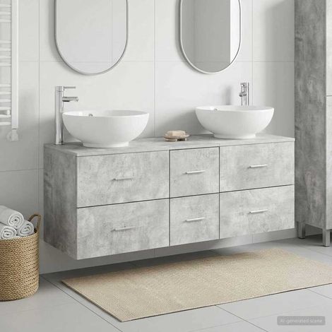 vidaXL Bathroom Furniture Set 3 pcs Concrete Grey 129 x 44.5 x 80 cm (1/5)