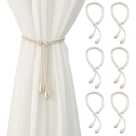 Set di 6 fermatende in corda intrecciata, fermatende regolabili, accessori decorativi per interni ed esterni (beige) (1/5)