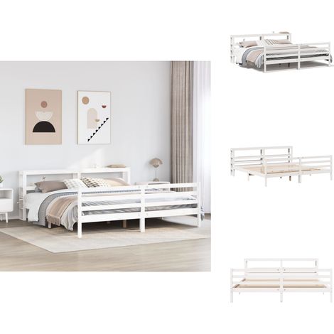 Massivholzbett ohne Matratze Weiß 200x200 cm Kiefernholz - Bettrahmen - Bettgestell - Bett - Doppelbett (1/5)
