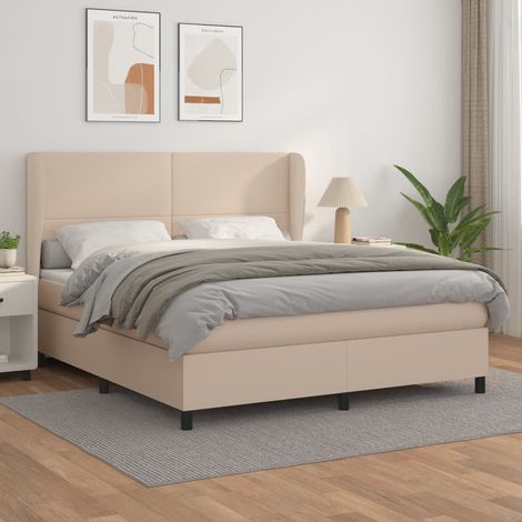 Boxspringbett Matratze Cappuccino-Braun 160x200 cm Kunstleder (1/5)