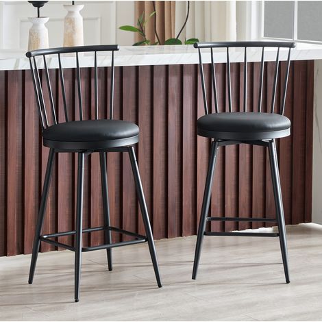 Schwarzer Metall-Barhocker mit gepolstertem Sitz, 2er-Set HAVRYA (1/5)