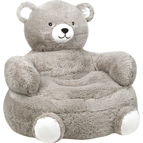 Pouf peluche ours enfant Gris 45x45x45 cm