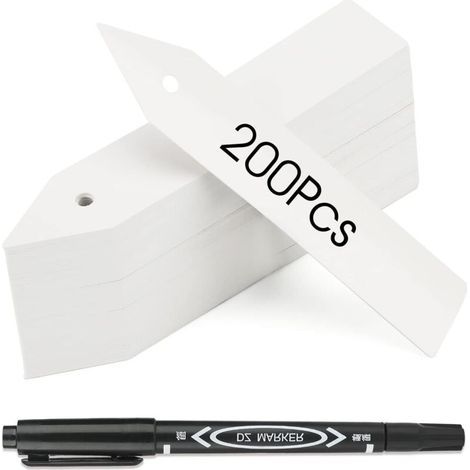 pair 10X2CM, blanc 200 pz étiquettes plante semis etiquette plastique jardin potager, (1/5)