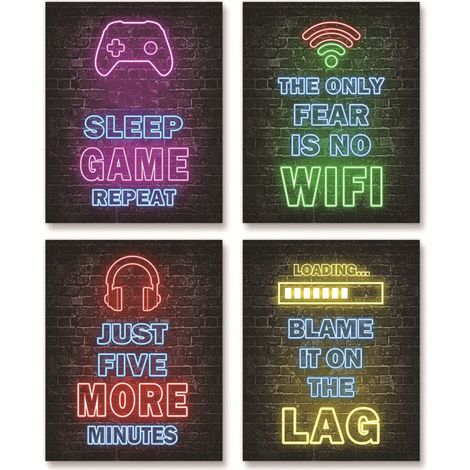 Affiche Jeu Vidéo - 4 Pièces - Autocollant Murale Non Cadre - Pour Chambre d'Enfant Garçon Joueurs - Décoration Salle de Jeux - Format 30 x 40 cm (1/5)