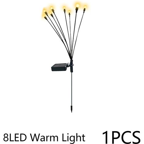 Toivize Luci solari da giardino - 8 teste - Impermeabili IP65 - Luce calda flessibile e senza fili per decorazioni esterne di prato e giardino (1/5)