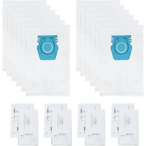 12-teiliges Set passend für Miele TU Guard S1 L1 / CO M1 Staubsaugerzubehör, Filterstaubbeutel, inklusive 4 Stück Filterwatte.