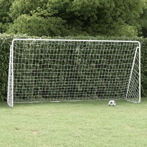 Portería de fútbol con red acero blanco 366x122x182 cm vidaXL