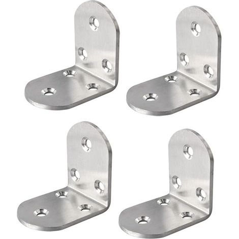Support d’Angle Lot de Support de Fixation Équerre de 90 Degré Réparation Connecteur pour Bois avec Vis, Finition Blanche Brillante en Acier Inoxydable, 65 x 65 x 38 mm, 4 Pcs, (1/4)