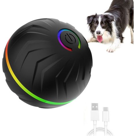 Jouet interactif pour chien, balle roulante, balle rebondissante automatique, lanceur de balles rechaable par USB, noir. (1/5)