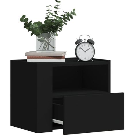 Mesitas de noche de pared 2 unidades negra 45x30x35 cm