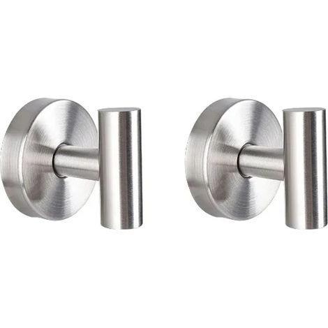 (Lot de 2 crochets à ventouse en acier inoxydable argenté, fixation murale sans perçage, porte-serviettes suspendu pour salle de bain et cuisine) (1/5)